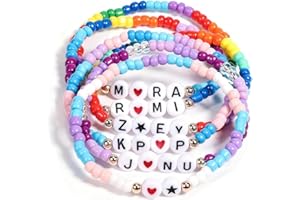 Wxeadu Kpop Demon Merch Bracelets, 6 Pcs Inspired Bracelets, Stretch Friendship Bracelet, Merchandise Bracelet, Singer LetterBracelet for Women Men Fans Costume Accessories