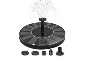 matches21 HOME & HOBBY Solarbrunnen Wasser-Fontäne für draußen - 16 cm Schwimmende Solar Wasserpumpe mit 5 Aufsätzen