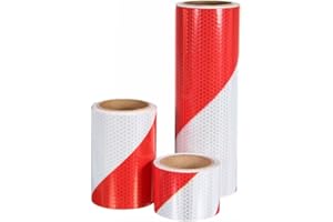 UNGFU MALL Ruban Autocollant avec Bandes réfléchissantes biaisées Rouges et Blanches pour la Mise en Garde de la Circulation et Plus de, 1 PCE de 10cm