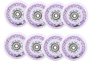 SSCYHT Pacco da 8 Ruote per Hockey in Linea per Esterni Asfalto 85A Ruota di Ricambio per Pattini a rotelle Ruote Luminose a LED con Cuscinetti ABEC-9 e distanziali
