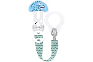 MAM Dummy Clip | Baby Soother Clips Fit All MAM Soothers | Adjustable Length and Lightweight Design | Baby Accessories | Blue (Various Designs) | Dummies Not Included
