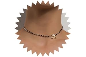Wendalern Cristal Negro Cadena De Cuentas De Vidrio Gargantilla Flor Collar De La Clavícula De La Joyería Para Las Mujeres Chicas Adolescentes
