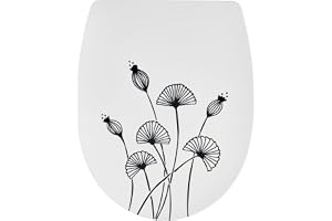 Wirquin 20724240 toalettsits Marbella blommig svart termoplast med fallbroms, avtagbar, U-form