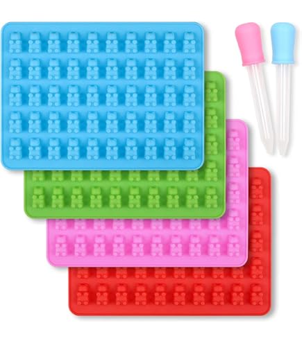 Palksky 4 stampi in silicone a forma di orsetto gommoso, stampi per frutta, snack, caramelle e cioccolatini