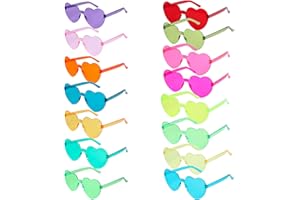 JOFONY 15 occhiali da sole senza bordi, colore a forma di cuore, accessori per carnevale, feste in spiaggia, Natale