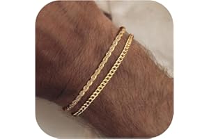 YADOCA Herren Armbänder Stapelbar Armband für Männer Jungen Manschette Schlange Seil Cuban Link Kette Armband Set 19/21cm Herrenschmuck Geschenke für Papa Freund Ehemann Sohn
