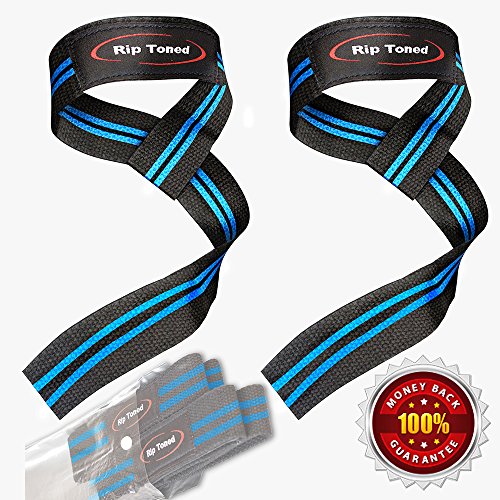 Rip Toned Lifting Wrist Straps (Pair) - Cotton Padded - For Weightlifting, Bodybuilding, Xfit, Strength Training, Powerlifting, MMA