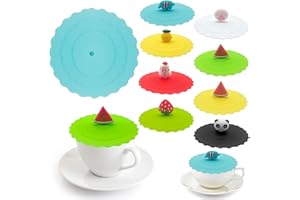 SALADOCY 10cm Silicone Coperchio Della Tazza Antipolvere, Carini Creativi Multicolore Coperchio In Silicone, Coperchio Per Tazza Riutilizzabili Coperchi, Tazze In Silicone Anti Polvere Bevanda, 8 Pezzi(B)
