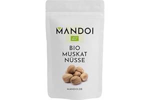 ‎MANDOI Mandoi BIO Muskatnuss 12 Stück, Muskat Nuss aus Sri Lanka. Muskatnüsse ganz, organic Nutmeg