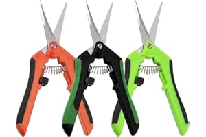 SUGHAW 3 Pcs Sécateurs Précision Jardinage, Ciseaux Sécateurs Lames Droites Inoxydable Ciseaux Tenailles Courbée Sécateur à Fleurs Lame Droite Poignées à Ressort Sécateur de Jardinage à Main pour Bonsaï