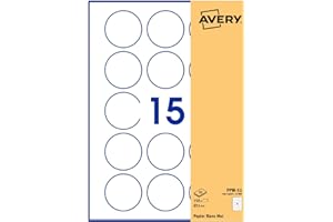 AVERY - Pochette De 150 Étiquettes Autocollantes Rondes, Papier Blanc, Diamètre 51mm, Personnalisables Et Imprimables Laser, Jet D'Encre Et Copieur (PPW-51.Fr)