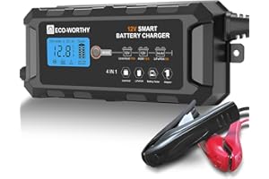 ECO-WORTHY 12V 10A LiFePO4 Battery Charger Automatic Smart and Maintainer (UK Plug) with LCD Display for Scooter Lead Acid and Lithium (LiFePO4) Battery
