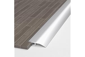 ZAYEJOD Rampe de Seuil Aluminium Seuil de Porte Barre de Seuil Rattrapage Bande de Transition Profilé de Transition,Convient pour Pente de 6-12mm(Argent, 0.9m×4.3cm)
