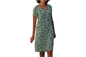 AMhomely Women Dresses Promotion Sale Clearance,Fashion Ladies Summer Casual Short Sleeve V-Neck Floral Printed Dress Plus Size Dress Party Elegant Dress Vintage Dress UK Size S - XXXXL