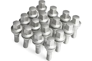 GAsupply 16pcs M12x1.25 Wheel Bolts Nuts with Flat Washer, Compatible with Citroen Peugeot, 17Hex Wheel Studs (Geomet)