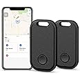 2 Pack Key Finder Smart Bluetooth Tracker Item Finder Work with Apple Find My Item Locator Anti-Lost Device for Keys, Bags and More Global Positioning iOS Only Black