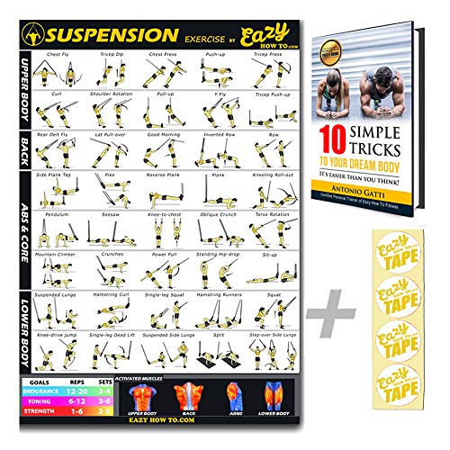 Eazy come a sospensione cavi esercizio allenamento TRX poster grande 51 x 73 cm Train Endurance, Tone, forza & Muscle Home Gym grafico