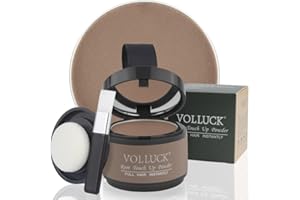 VOLLUCK Retoca Raices, Natural de Larga Duración Polvos Pelo Hombre Mujer Disimular Calvicie, Impermeable Cubre Canas Fibras Capilares 4g (Marrón Claro)