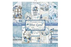 Stamperia Bloc Papier Scrap Double Face 10 Feuilles, 5 (12"x12") -Blue Land, Multicolore, 30,5x30,5cm, Set Pièces