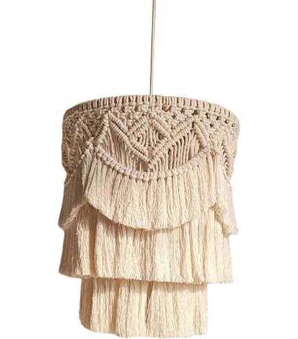 Abat-jour Suspendu Macramé - Style Bohème Coton - Décoration Lumineuse Pour Salon, Chambre, Restaurant - 4
