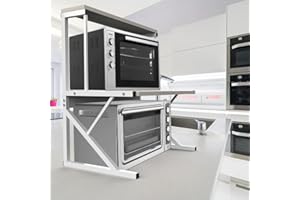 LANTUS Étagère de cuisine sur pieds pour micro-ondes Étagère métallique en bois et acier, avec 3 tablettes-65 * 54 * 30cm-érable blanc