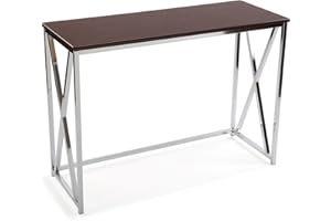 Versa Modena wąski mebel do przedpokoju lub korytarza, nowoczesny stół konsolowy, wymiary (wys. x dł. x szer.) 76 x 40,5 x 106,5 cm, drewno i metal, kolor: brązowy