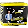 Friends UltraThins Slim Fit Adult Diapers (Dry Pants) for Men - Medium – 9 Count - with thin design, grey colour, and anti-rash - Waist Size 25-48 Inch ;6 3.5-122 cm