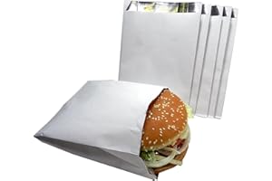 HOT BARGAINS 100 X Foil Lined Paper Bags For Hot Food Size 7'' X 9'' X 12'' - Sealed Hygiene Proof Packaging
