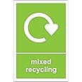 Mixed Recycling bin Sign/Sticker - Self adhesive vinyl 150mm x 100mm