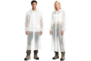 Aolegoo 2 Piezas Chubasqueros Impermeable, Chubasquero Transparentede Portátil Reutilizable con Cubierta Para Senderismo y Ocio al Aire Libre, Unisex
