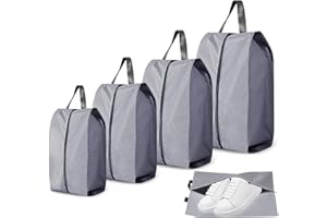 Jicyor 4 Stück Schuhbeutel Reise, Wasserfeste Schuhtasche Reise,Schmutzabweisender Staubdicht Schuhsack,Reißverschluss Tragbar Shoe Bag,für Trennung von Schuhen Kleidung (XXL +XL+L+M)