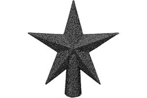 YYCRAFT Decoración navideña con estrella para árbol de Navidad, 10 cm, color negro