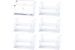 YSsgjK 6 Stück Visitenkartenhalter, 2 Fächern Transparente Visitenkartenständer, Visitenkarten Aufsteller aus Kunststoff, Visitenkarten Display für Schreibtisch Büro