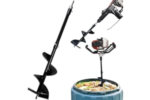 WLSANX Compost Stirring Tool 26.7in, Black, Iron, Outdoor Composting Bins Mixing Tool