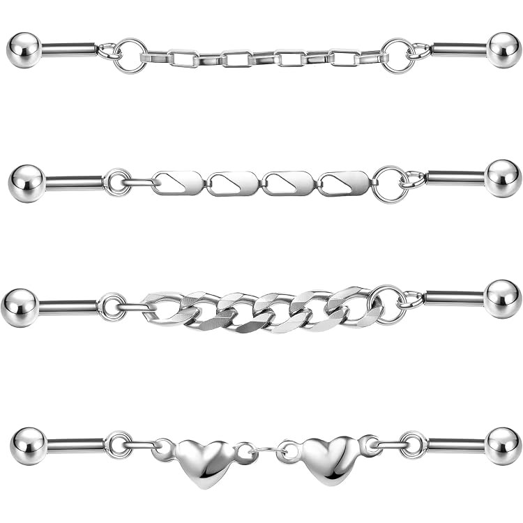 4 Bijoux Industriels Pour Piercing - Barre Acier Chirurgical 314L 14G (1,6mm) - Longueurs 26 à 33mm - Pour Tragus, Conch, Hélice