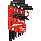 Edoni 10 Par&ccedil;a L Alyan Anahtar Takımı, Hex, Metrik 1.5&ndash;10 mm Boyutlu, Dayanıklı, Taşıma Aparatlı, Profesyonel Kalite, Hobi ve