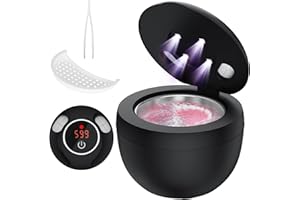 Accwork Ultrasonic Retainer Cleaner, 45kHz Ultrasonic Denture Cleaner with 4 Modes, Digital Timer, 200ML Ultrasonic Cleaning Machine for Dentures, Mouth Guards, Toothbrush (Black)