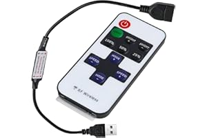 YEWSEAS DC5-24V 11 Buttons Mini USB RF Wireless Dimmer Remote Control, LED Remote Control, 15 cm, LED Controller for Single Colour Strips, Adjustable Brightness, 30 Metre Range, for 5V-24V LED Strips