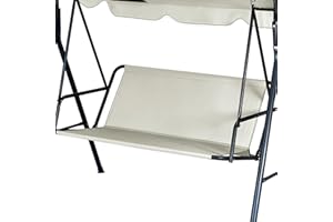 UQXSTAR Hollywoodschaukel Auflage Ersatzteile Gartenschaukel Ersatzpolster Gartenstuhl Sitzbezug 900D Oxford Gewebe Wasserdicht Reißfest für 2&3 Sitzer Schaukelsitzbezug (Beige, 115 x 48 x 48 cm)