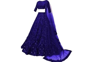 Skyview Fashion Indische Party Hochzeit Damen Taft Seide bestickt Lehenga mit ungesäumtem Choli Material, königsblau, Free Size Up to 42 inch
