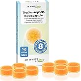 JB White 8 pcs Drying Tablets/Capsules for Hearing aids and earmolds, Orange Silica, Against Moisture, Hearing Aid Desiccant 