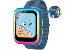 Ruopoem Smart Watch for Kids,90° Rotating Camera Kids Smart Watch with 7 Colour Light Music Story Games Alarm Clock Pedometer DIY Wallpapers,Toys Gifts for Kids 3-12 Boys Girls