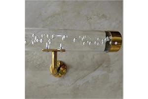 WAHHWF Clear Acrylic Handrail for Stairs - 3ft/4ft/5ft/6ft/10ft/12ft/14ft/20ft Non-Slip Transparent Crystal Indoor Stair Handrails Complete Kit for Walls (Color : Gold bracket, Size : 280cm(9ft))