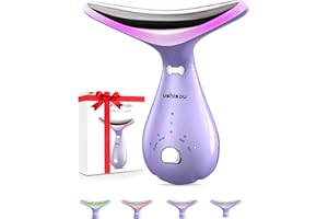 USHISOU Massaggiatore Viso Elettrico Antirughe Lifting: Face Massager con 4 LED - 45°C Massaggio Viso EMS - Dispositivo di Bellezza con 3 Intensità di Vibrazione Gua Sha per Massaggio Rassodante Viso e Collo