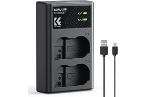K&F CONCEPT EN-EL15/EN-EL15a/EN-EL15b Dual Slot kamerabatteriladdare, Micro USB och typ C port snabbladdare för Nikon D7000