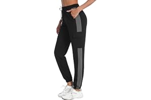 Marvmys Pantalon Jogging Femme Coton Pantalon Survêtement Couleurs Contrastées Taille Haute Pantalon Jogging Running Fitness Training
