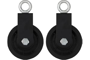 NAMYEUT 2 stycken 90 mm linrulle med U-fästbygel, 360° kabel pulley Block reviderade hjul med karbinhakar för gungtillbehör