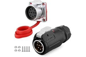 CNLINKO LP-24 10 Pin Waterproof Connector 10A 400V AC Quick Plug Circular Connector PBT Plastic Shell Fast Release Aviation Connector M24 Flange Socket (10 Pin)