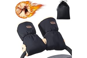Orzbow Universale Scaldamani Passeggino, Antigelo Guanti Passeggino con Borsa, Finta Pelle di Pecora, Impermeabili e Antiscivolo, Lavabile in Lavatrice, Essenziali per l'inverno (Nero)