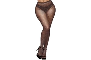 YOGINGO Rhinestone Collants Taille，Diamonds Mesh Collants Noir, Strass Mesh Pantalon serré Collants Collants Pantyhose Glitter Dames Mesh Taille haute